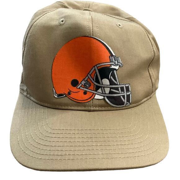 Vintage Cleveland Browns Beige‎ Flat Bill Snapback Hat Unisex Adult One Size - Picture 1 of 8